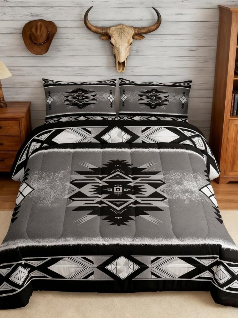 Tribal Ethnic Comforter Set King Size, Southwestern Native American Tribal Quilt